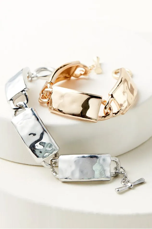 Soft Surroundings Francesca Large Toggle Bracelet Silver Women Jewelry