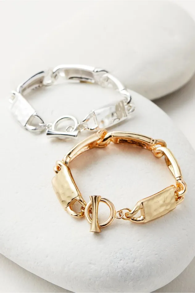 Soft Surroundings Francesca Small Toggle Bracelet Silver Women Jewelry