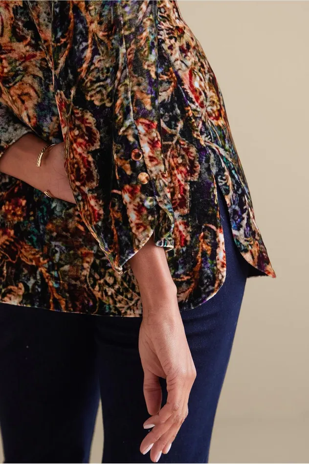 Soft Surroundings Icon Silk Velvet Poets Shirt Natural Animal Women Tops Soft Surroundings Icon Silk Velvet Poets Shirt Natural Animal Women Tops