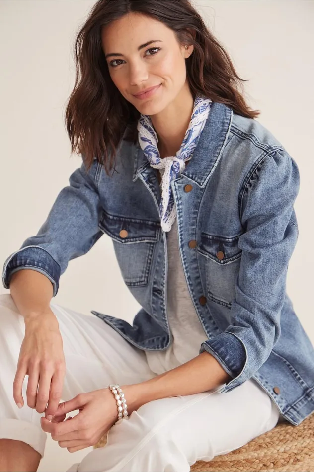 Soft Surroundings Joanie Jean Jacket Washed Blue Women Jackets and Coats Soft Surroundings Joanie Jean Jacket Washed Blue Women Jackets and Coats