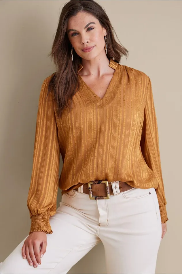 Soft Surroundings Jocelyn Top Golden Sand Women Tops