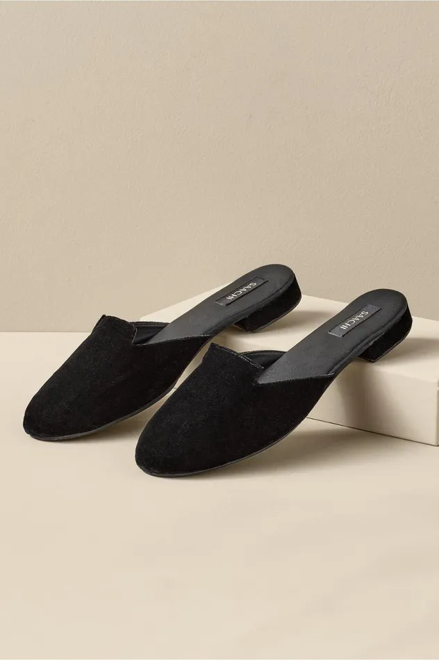 Soft Surroundings Kerra Velvet Slide Black Women Shoes