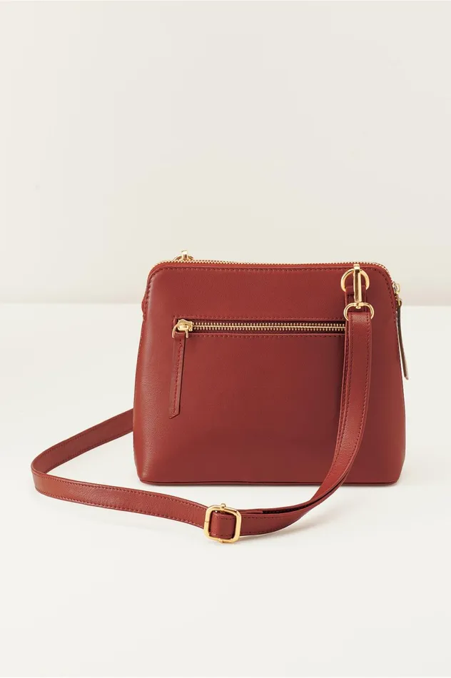 Soft Surroundings Liana Crossbody Leather Bag Luggage Tan Women Handbags