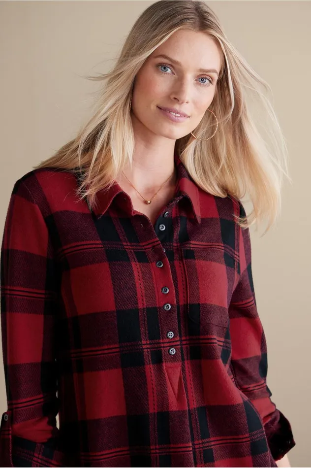 Soft Surroundings Mad About Plaid Tunic Red Plaid Women Tops Soft Surroundings Mad About Plaid Tunic Red Plaid Women Tops