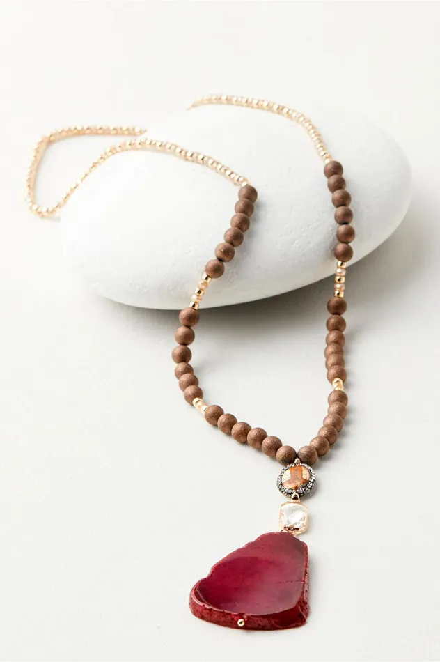 Soft Surroundings Maeve Agate Necklace Wine Women Jewelry