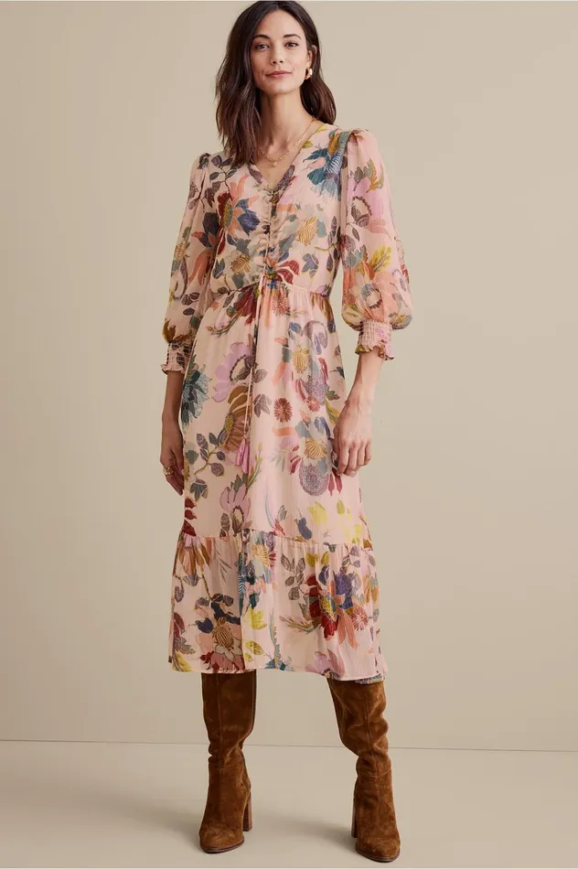 Soft Surroundings Maggie Dress Multi Floral Women Dresses
