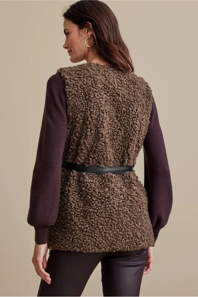 Soft Surroundings Maribo Shearling Vest Brown Shearling Women Toppers Soft Surroundings Maribo Shearling Vest Brown Shearling Women Toppers