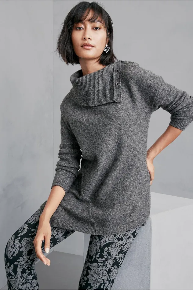 Soft Surroundings Maxine Sweater Dark Grey Heather Women Sweaters and Cardigans Soft Surroundings Maxine Sweater Dark Grey Heather Women Sweaters and Cardigans