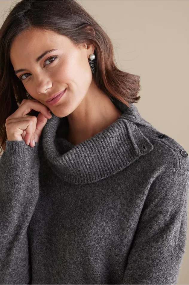 Soft Surroundings Maxine Sweater Dark Grey Heather Women Sweaters and Cardigans Soft Surroundings Maxine Sweater Dark Grey Heather Women Sweaters and Cardigans