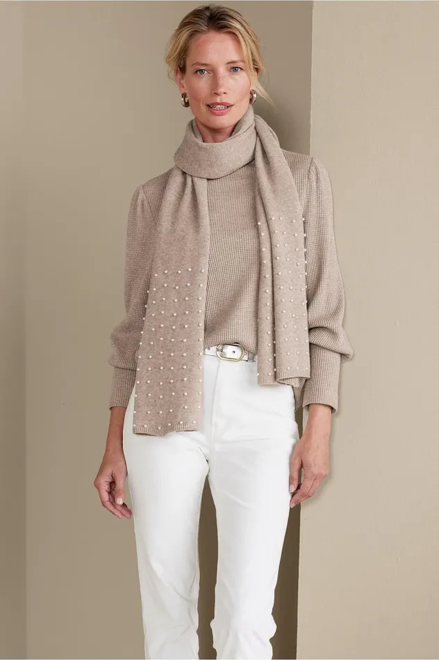Soft Surroundings Melina Waffle Pullover Heather Driftwood Women Tops Soft Surroundings Melina Waffle Pullover Heather Driftwood Women Tops