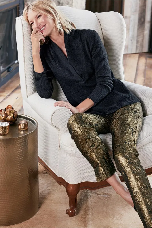 Soft Surroundings Nevina Jacquard Trouser Gold Floral Women Pants Soft Surroundings Nevina Jacquard Trouser Gold Floral Women Pants