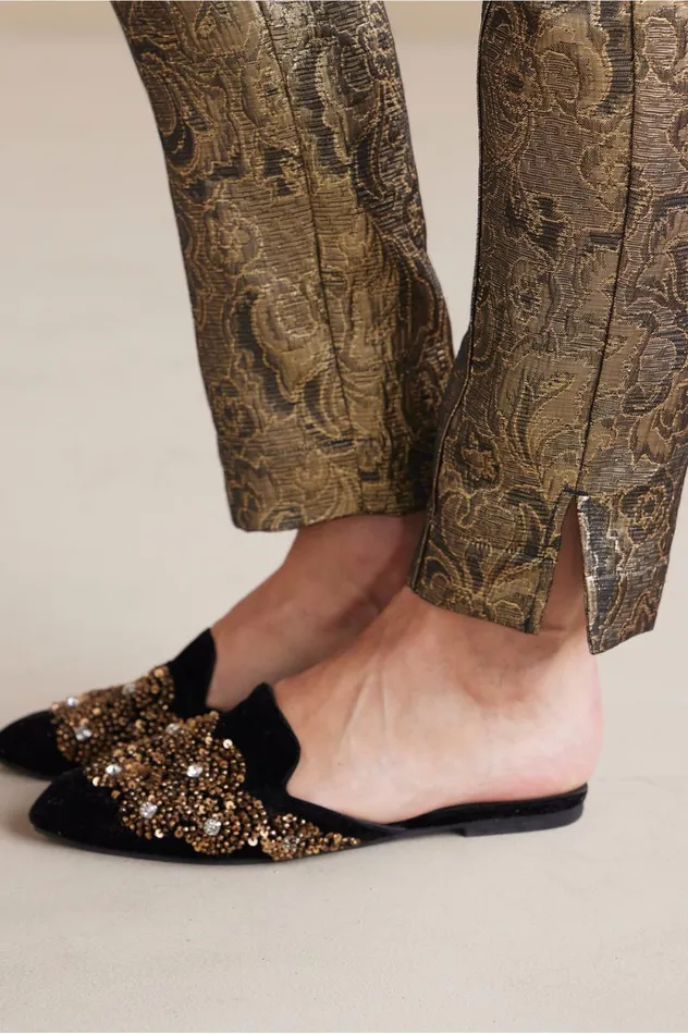 Soft Surroundings Nevina Jacquard Trouser Gold Floral Women Pants Soft Surroundings Nevina Jacquard Trouser Gold Floral Women Pants