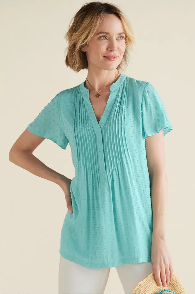 Soft Surroundings Offshore Top Aquamarine Women Tops