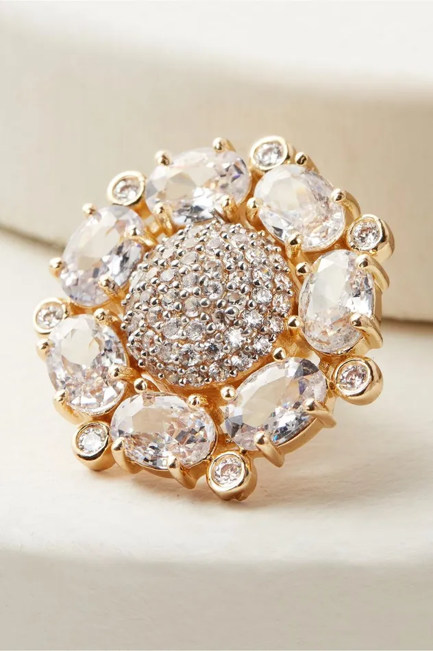 Soft Surroundings Petite Sunburst Brooch Smoky Multi Women Jewelry