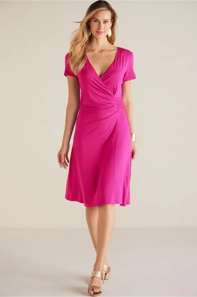 Soft Surroundings Petites Giselle Dress Fiery Fuchsia Women Dresses