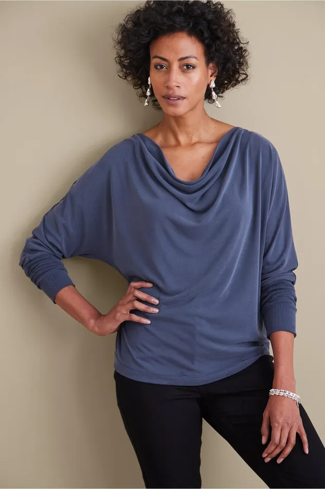 Soft Surroundings Petites Jada Top Dark Navy Women Tops