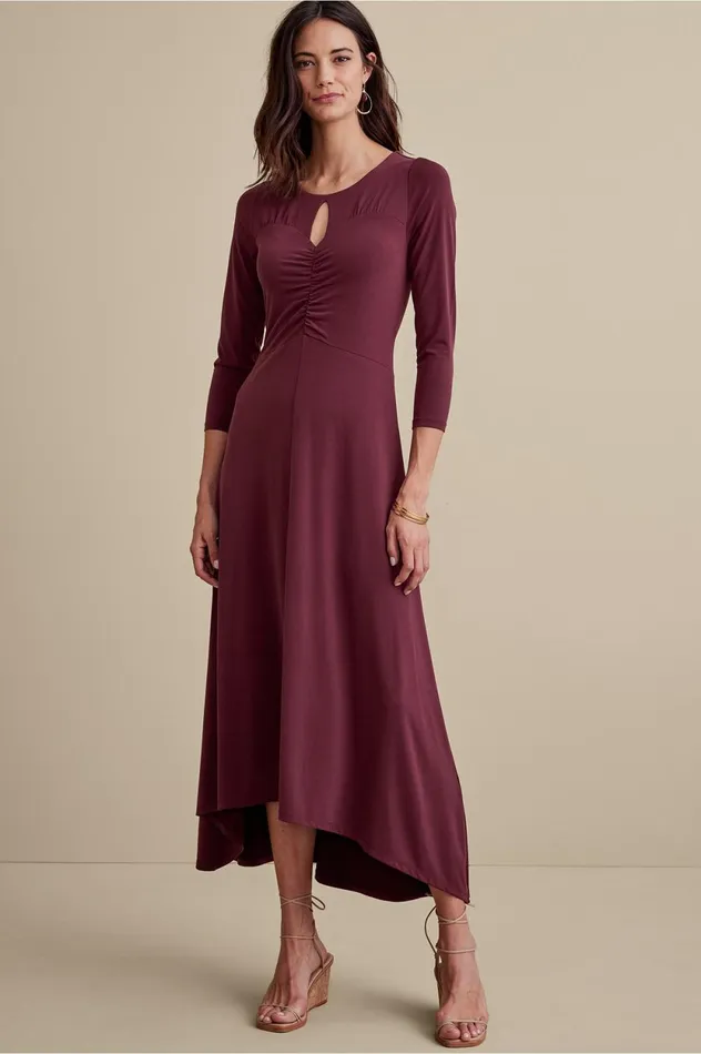 Soft Surroundings Petites Monica Knit Dress Purple Wine Women Dresses