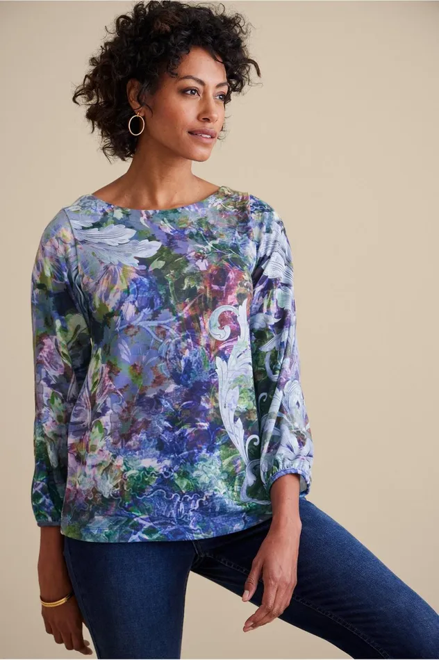 Soft Surroundings Petites Myra Top Tapestry Multi Women Tops