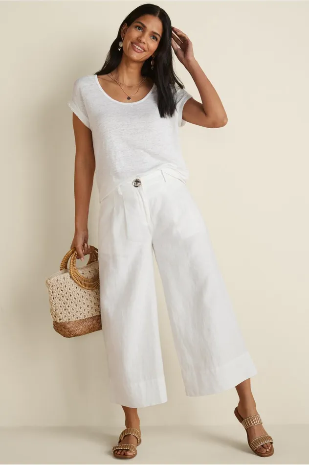 Soft Surroundings Petites Nabi Cropped Pants White Women Pants