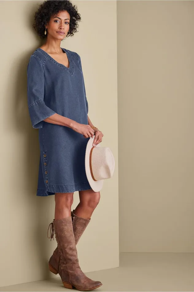 Soft Surroundings Positano Getaway Dress Denim Blue Women Dresses Soft Surroundings Positano Getaway Dress Denim Blue Women Dresses