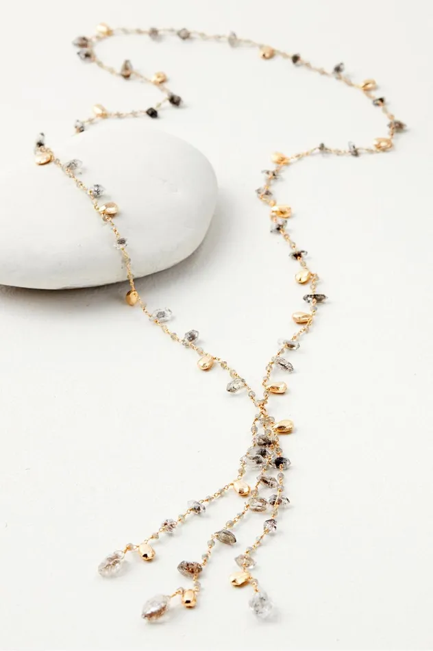 Soft Surroundings Ratana Tassel Necklace Gold Multi Women Jewelry