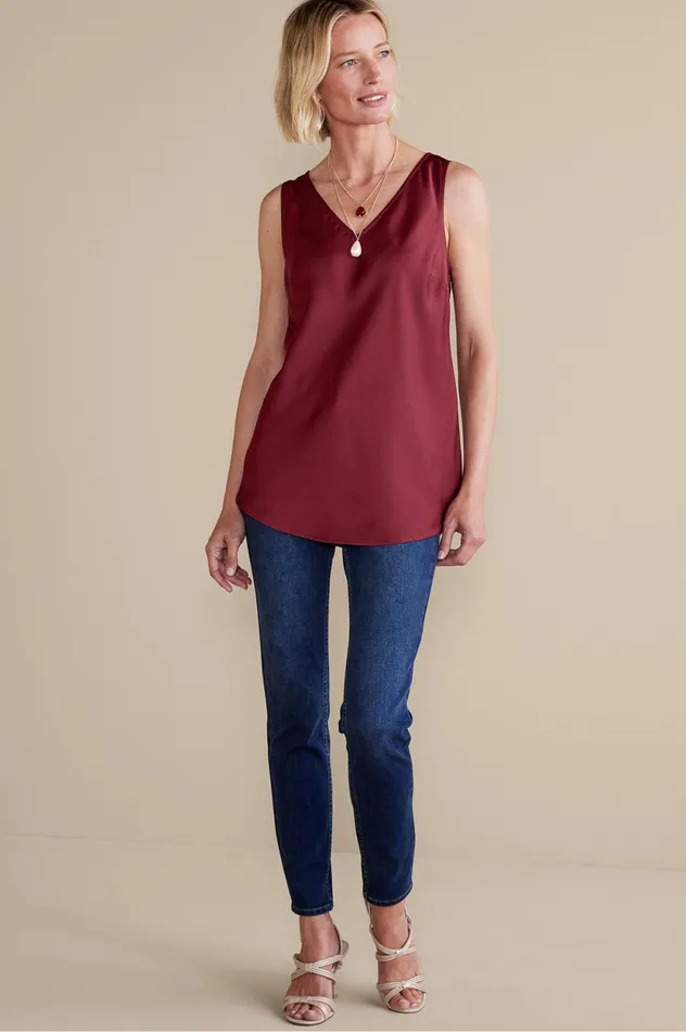 Soft Surroundings Selena Tank Cabernet Women Tops Soft Surroundings Selena Tank Cabernet Women Tops
