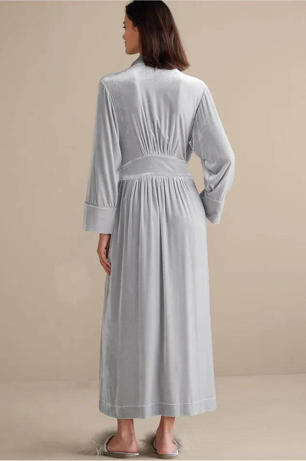 Soft Surroundings Silk Velvet Robe Platinum Grey Women Sleepwear and Lounge Soft Surroundings Silk Velvet Robe Platinum Grey Women Sleepwear and Lounge
