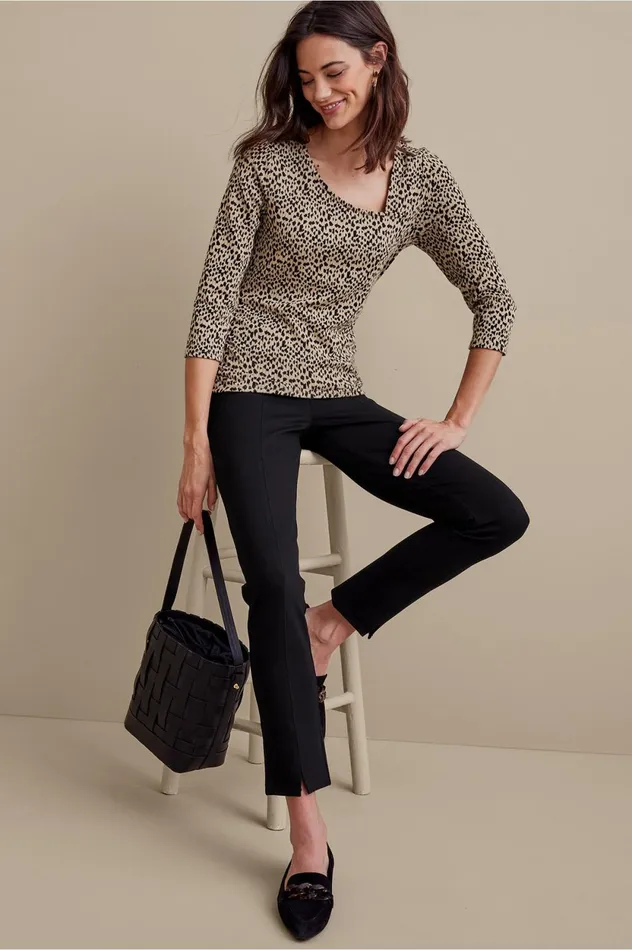 Soft Surroundings Soft Essential Ponte Slim Ankle Pants Black Women Pants