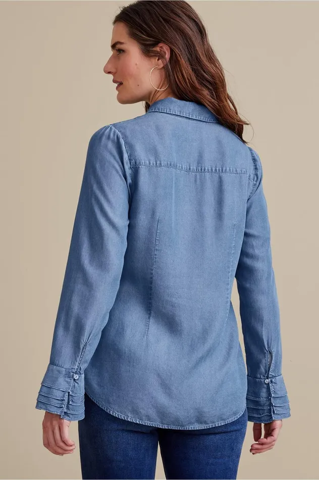 Soft Surroundings Sonnet Tencel Shirt Chambray Women Tops Soft Surroundings Sonnet Tencel Shirt Chambray Women Tops
