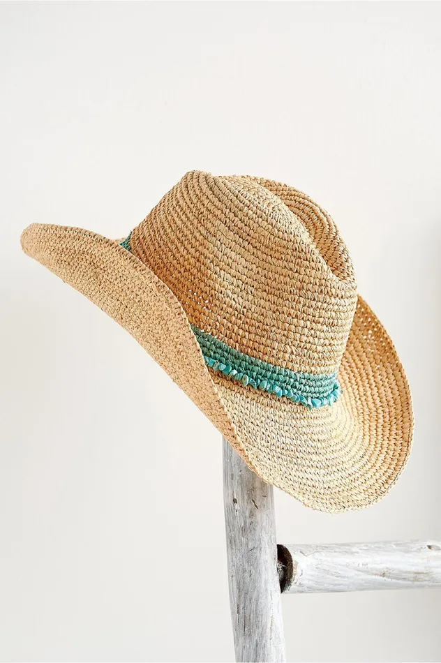 Soft Surroundings Tahitian Cowboy Hat Turquoise Women Hats