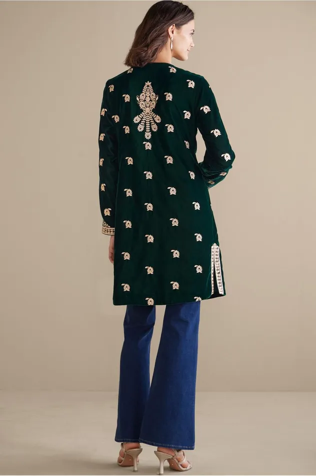Soft Surroundings Tatianna Velvet Jacket Emerald Green Women Toppers Soft Surroundings Tatianna Velvet Jacket Emerald Green Women Toppers