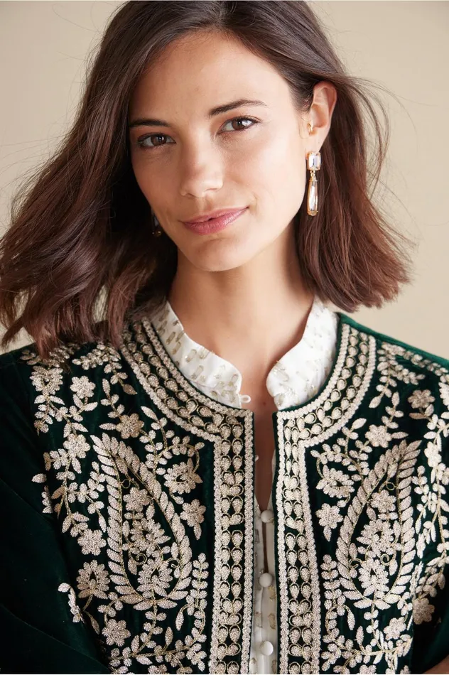 Soft Surroundings Tatianna Velvet Jacket Emerald Green Women Toppers Soft Surroundings Tatianna Velvet Jacket Emerald Green Women Toppers