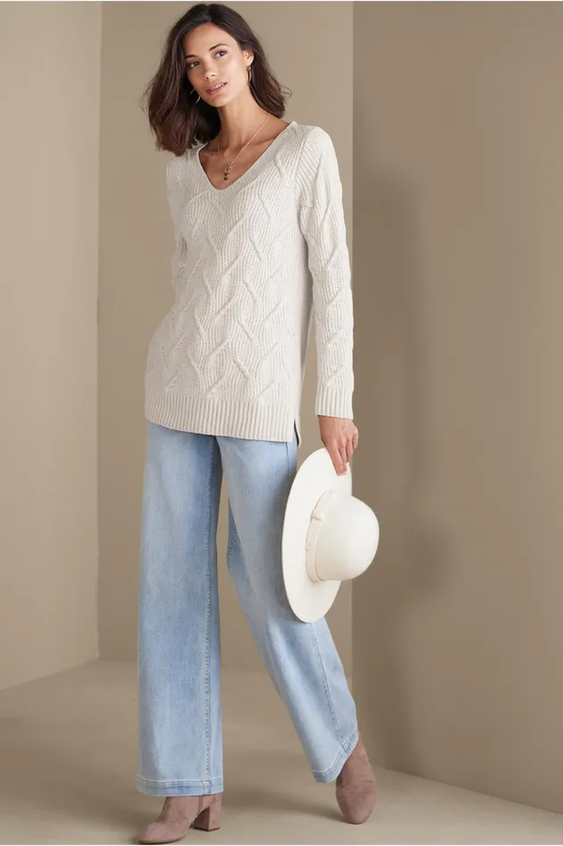 Soft Surroundings Trina Chenille Sweater Almond Milk Women Sweaters and Cardigans Soft Surroundings Trina Chenille Sweater Almond Milk Women Sweaters and Cardigans