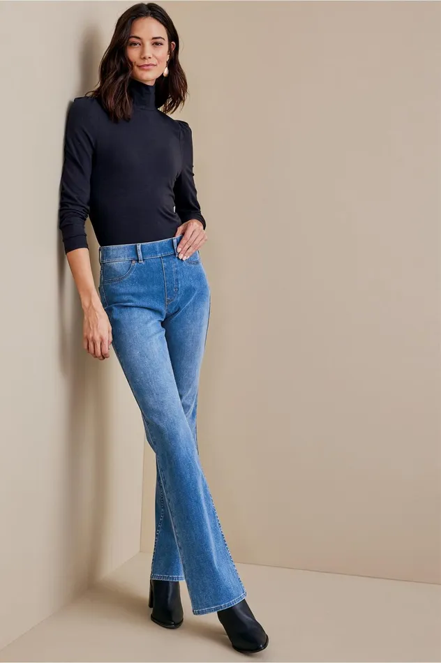 Soft Surroundings Ultimate Denim PullOn Bootcut Jeans Black Women Jeans Soft Surroundings Ultimate Denim PullOn Bootcut Jeans Black Women Jeans
