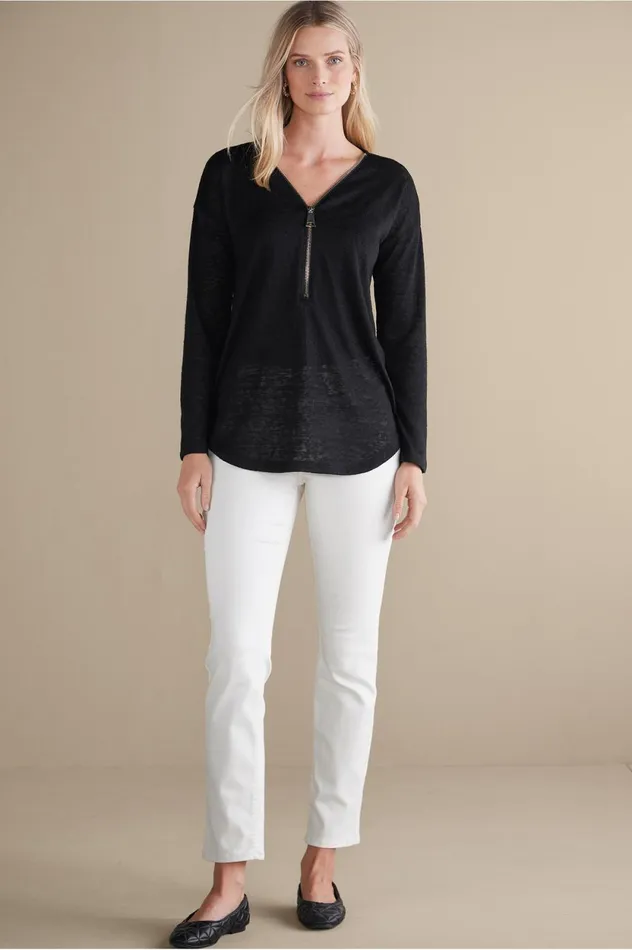 Soft Surroundings Valentina Zip Sweater Sangria Red Women Tops Soft Surroundings Valentina Zip Sweater Sangria Red Women Tops