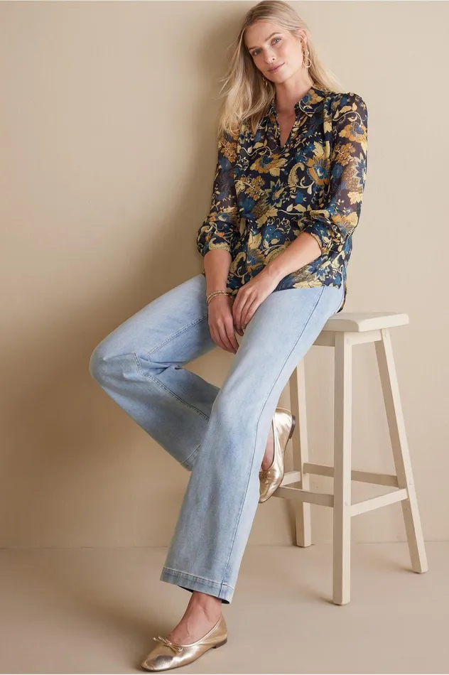 Soft Surroundings Viola Shimmer Blouse Multi Floral Women Tops Soft Surroundings Viola Shimmer Blouse Multi Floral Women Tops