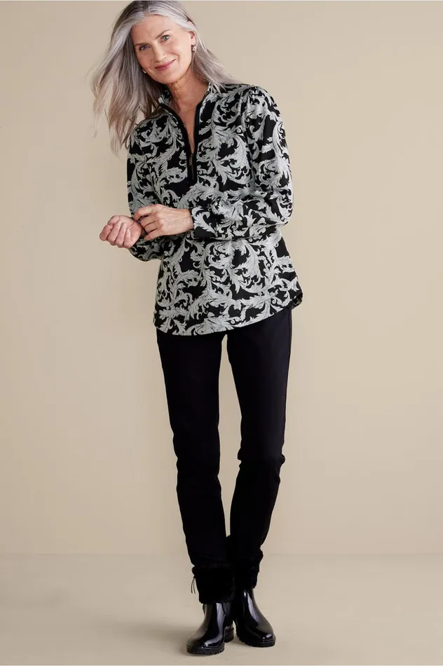 Soft Surroundings Winona Pullover Neutral Scroll Women Tops Soft Surroundings Winona Pullover Neutral Scroll Women Tops