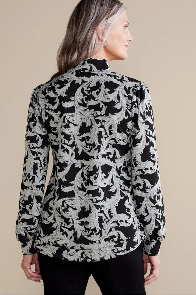Soft Surroundings Winona Pullover Neutral Scroll Women Tops Soft Surroundings Winona Pullover Neutral Scroll Women Tops