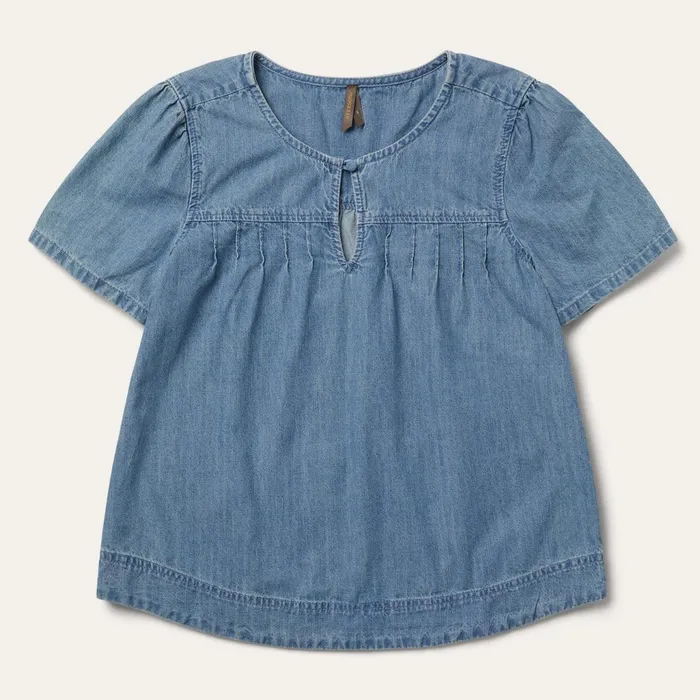 Stetson Blouses Women ShortSleeved Denim Blouse Blue