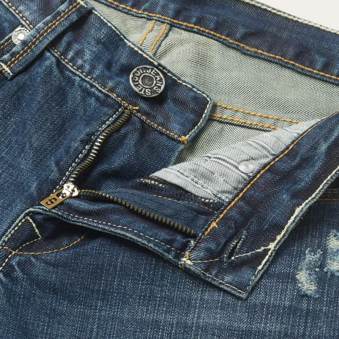 Stetson Boot Cut Men 1014 Fit Destructed Dark Wash Jeans Blue