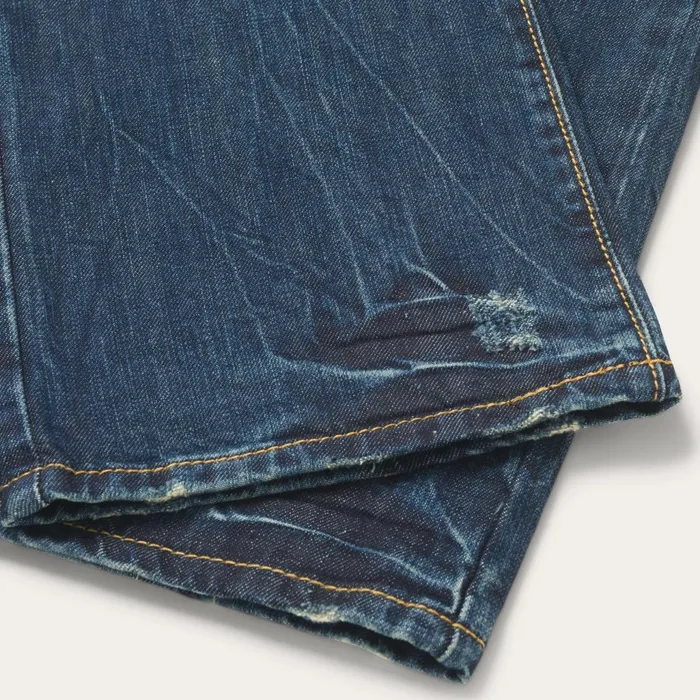 Stetson Boot Cut Men 1014 Fit Destructed Dark Wash Jeans Blue
