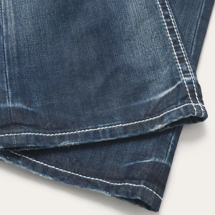 Stetson Boot Cut Men 1014 Fit Destructed Medium Wash Jeans Blue