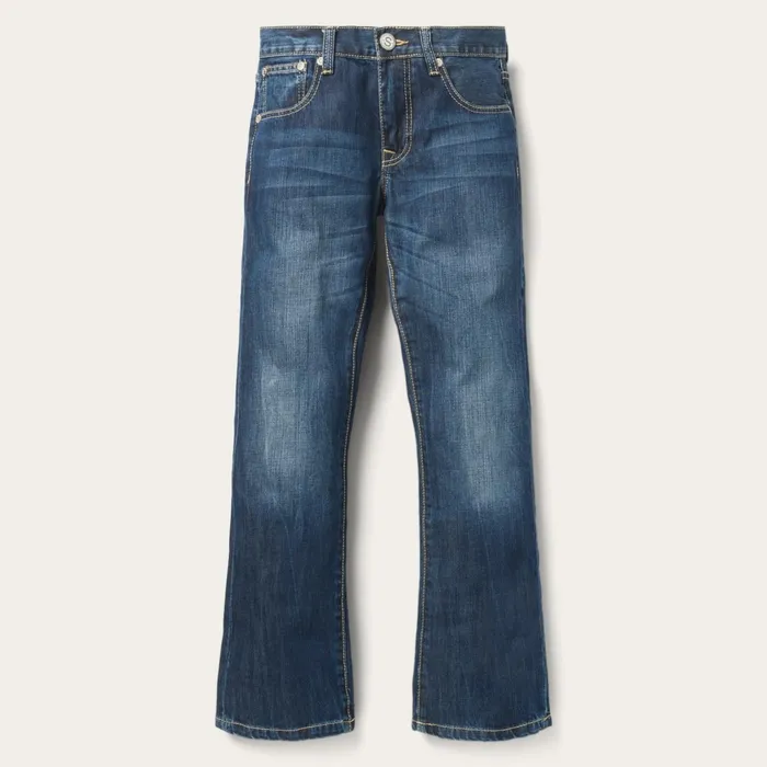 Stetson Boot Cut Men 1014 Fit SemiDestructed Wash Jeans Blue
