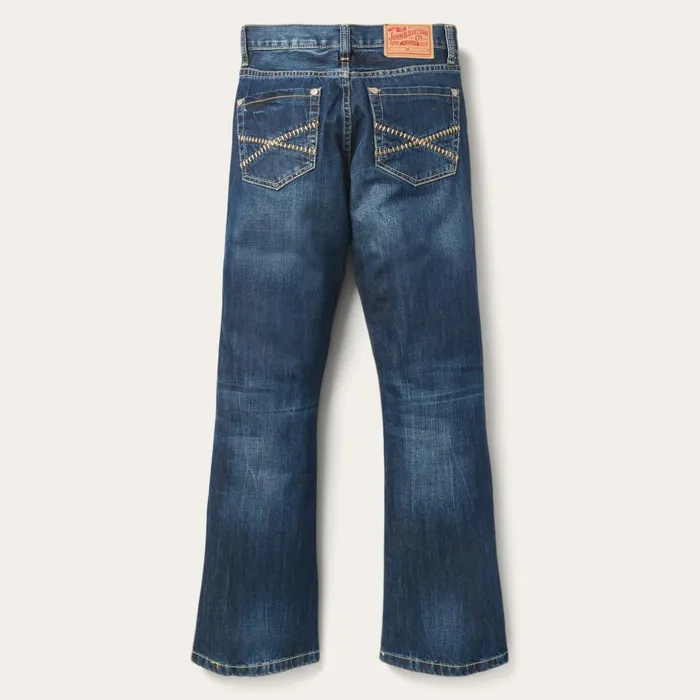 Stetson Boot Cut Men 1014 Fit SemiDestructed Wash Jeans Blue