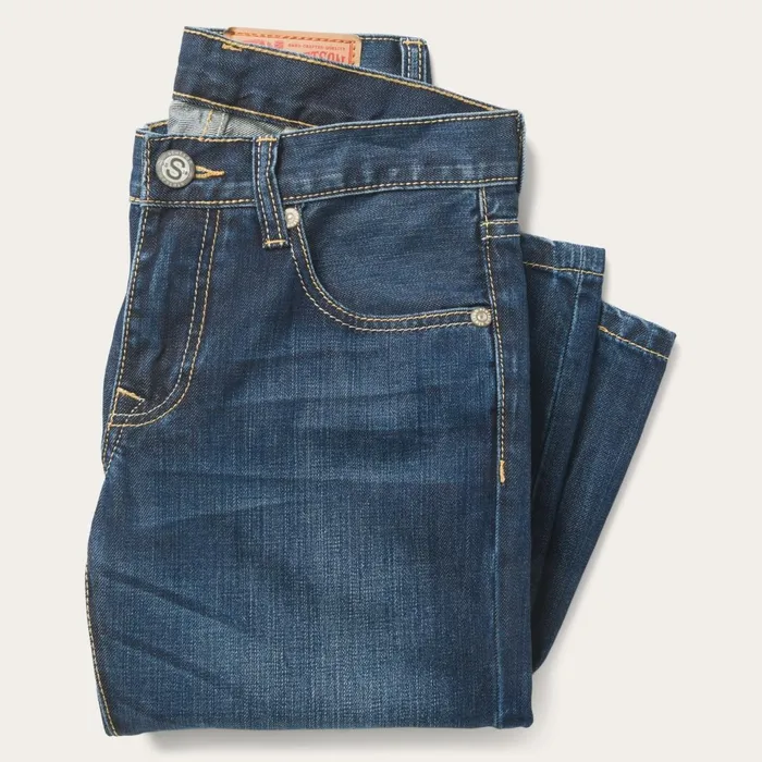 Stetson Boot Cut Men 1014 Fit SemiDestructed Wash Jeans Blue