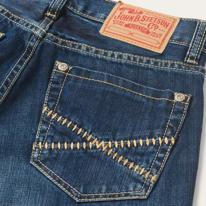 Stetson Boot Cut Men 1014 Fit SemiDestructed Wash Jeans Blue