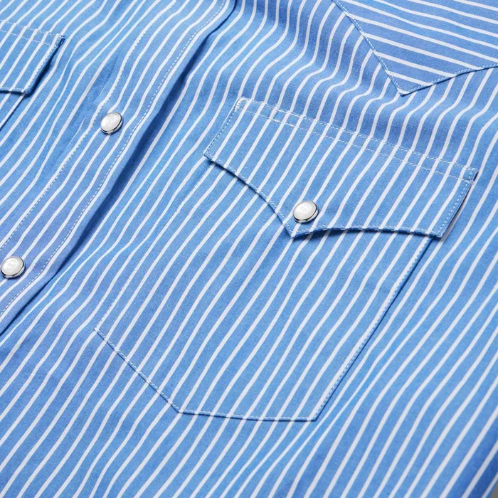 Stetson Classic Cut Men Blue Western Stripe Shirt Blue
