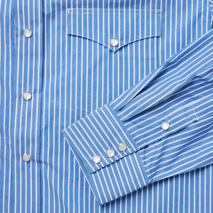 Stetson Classic Cut Men Blue Western Stripe Shirt Blue