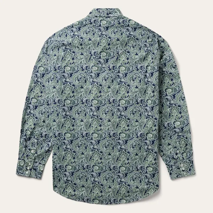 Stetson Classic Cut Men Greenspring Paisley Print Western Shirt Blue