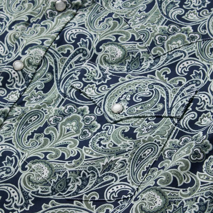 Stetson Classic Cut Men Greenspring Paisley Print Western Shirt Blue